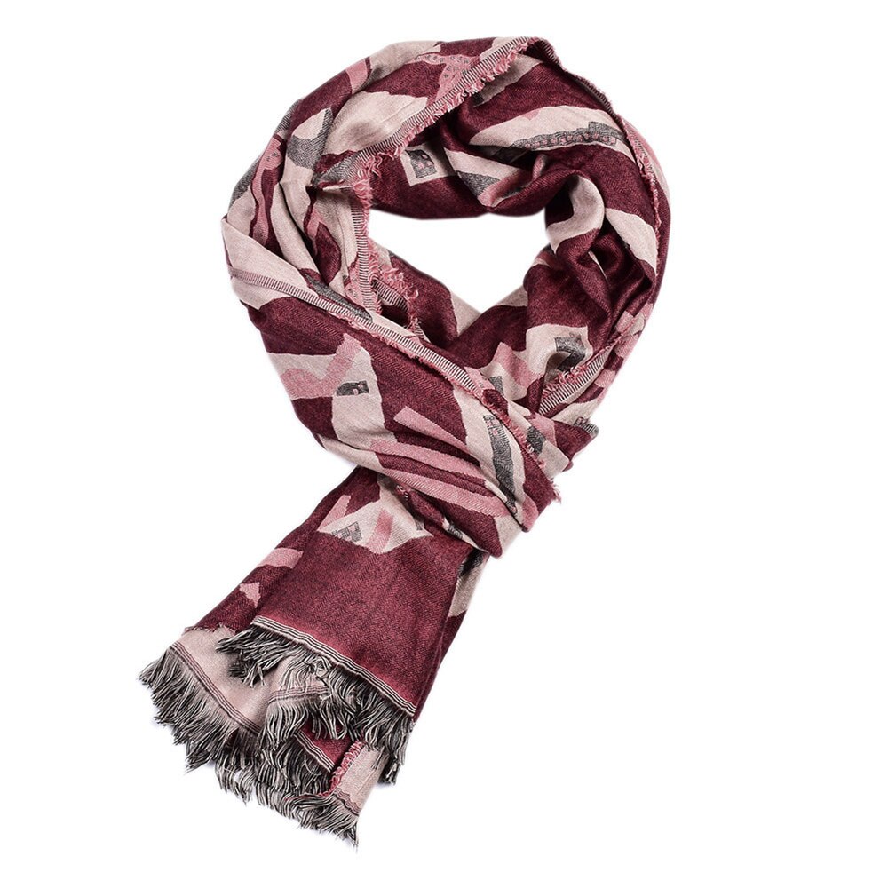 Showersmile herr halsduk brevtryck vinterscarf herr tofs pashmina svart marinröd herrmärke halsdukar