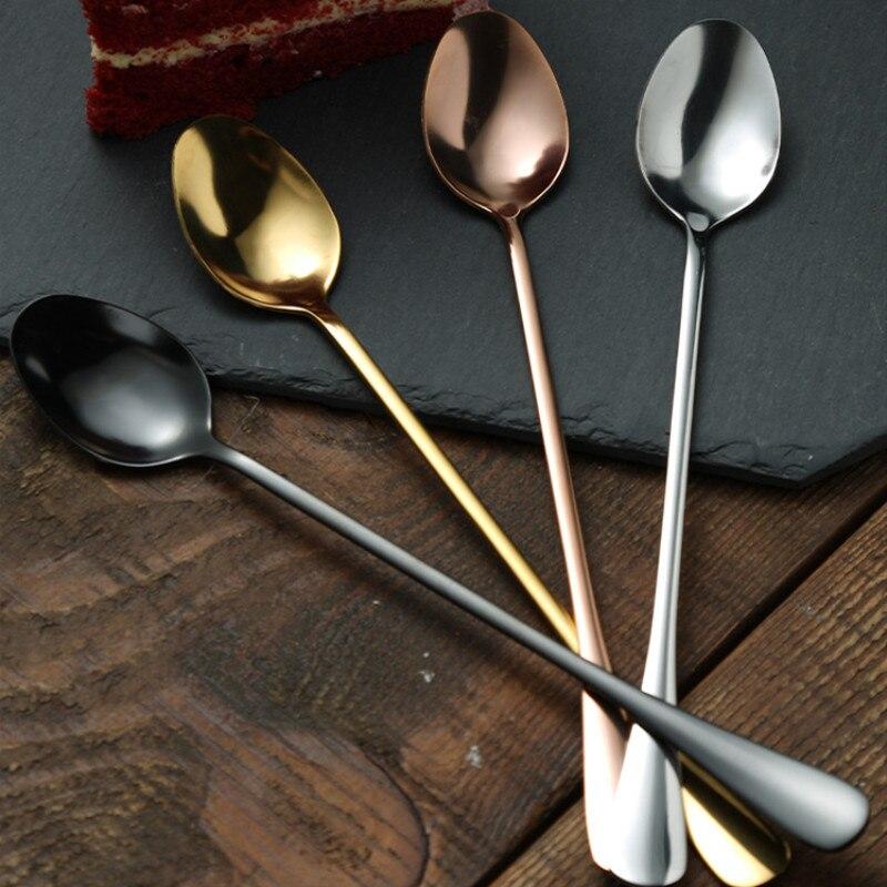 1pcs Stainless Steel Coffee Spoon Long Handle Tea Spoons Dessert Spoon Ice Cream Spoon Kitchen Drinking Flatware