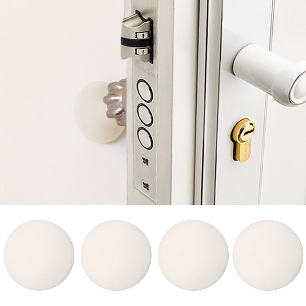 Rubber Home Door Doorknob Back Wall Protector Savior Shockproof Crash Pad Door Stopper Doorknob Rubber Fender Lock Protective: white 4PC