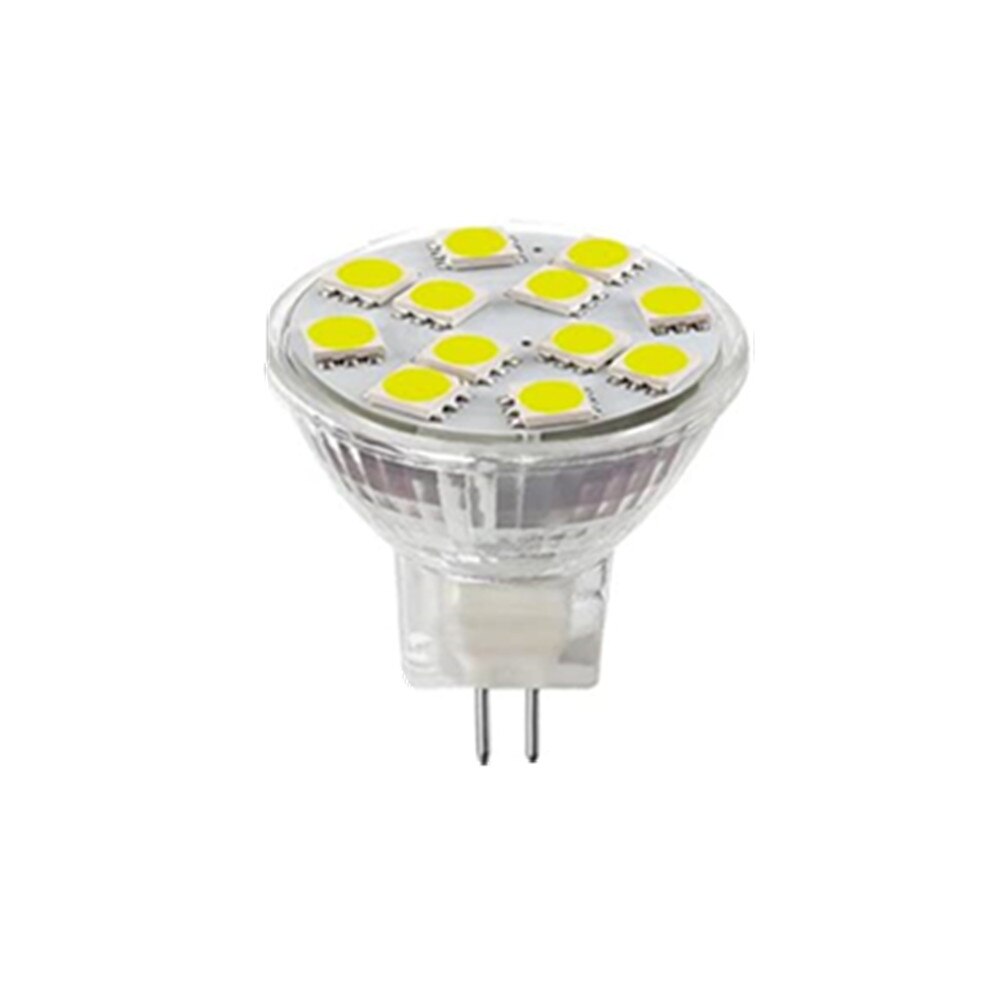 MR11 Led Spotlight 5050 Wit Licht Warm Wit 12LED 12v2.5W Halogeen Vervangende Lamp GU4 Dual Pin Base Sieraden Display 1 stuks