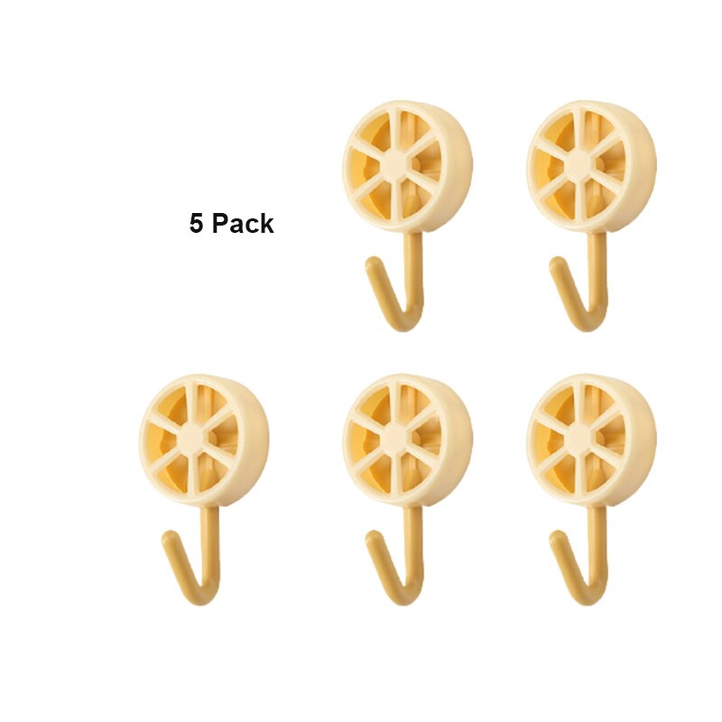 5 pièces crochets sans poinçon citron Style crochet de rangement armoire salle de bain crochet clé crochets décoratifs fort mur crochet de rangement: Yellow