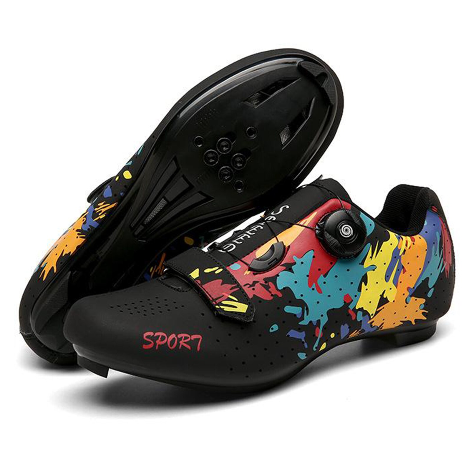 Cycling Shoes Mountain Road Bike 2/3-Bolt Quick Buckle Lace Fits SPD/ SPD-SL Riding Cycling Equipment 40-47: Black / 42