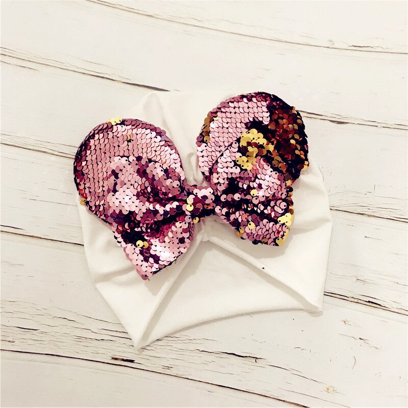Forår sommer baby hue turban hat piger minnie mouse ører headwrap med pailletter hår sløjfer fotografering rekvisitter kasket  h262d: F