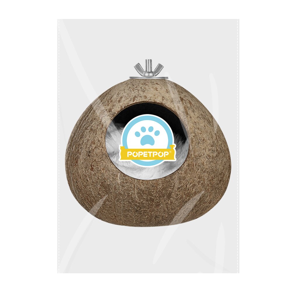 POPETPOP łupina kokosa zwierzę domowe ptasie gniazdo chomika wiewiórka gniazdo hodowlane rzemiosło delikatny domek dla ptaków wisiorek na podwórko ogród