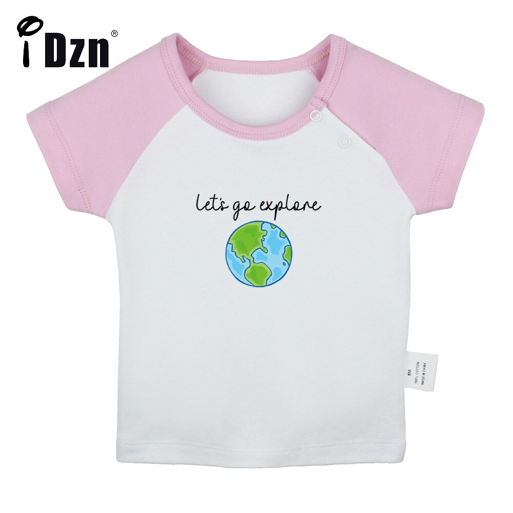 Idzn Laat Gaan Verkennen Aarde Fun Art Gedrukt Baby Jongens T-shirts Leuke Baby Meisjes Korte Mouwen T-shirt pasgeboren Katoen Tops