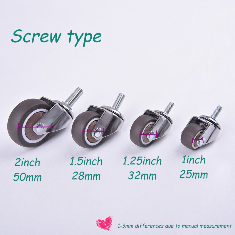 5pcs/Lot Office Chair Caster Wheels 1.5/2 Inch Swivel Caster Wheels Soft Rubber TPE Caster Wheels Replacement Furniture Hardware