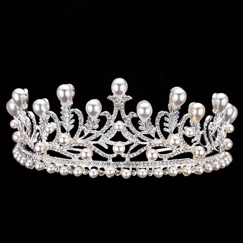 Ensemble de bijoux de fantaisie en cristal pour mariée, perles, collier ras du cou, boucles d'oreilles diadème, ensemble de bijoux de mariée pour femmes,: 1PCS Crown 5