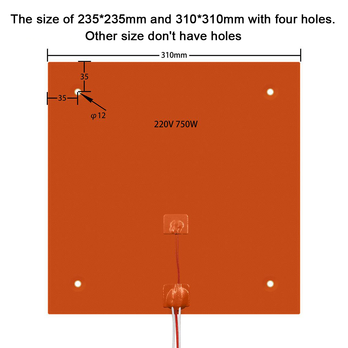 Silicone Heated Bed Heating Pad Waterproof 220/300/310/235/400MM 24V/220V for 3D Printer Ender3 cr10 Parts Bed