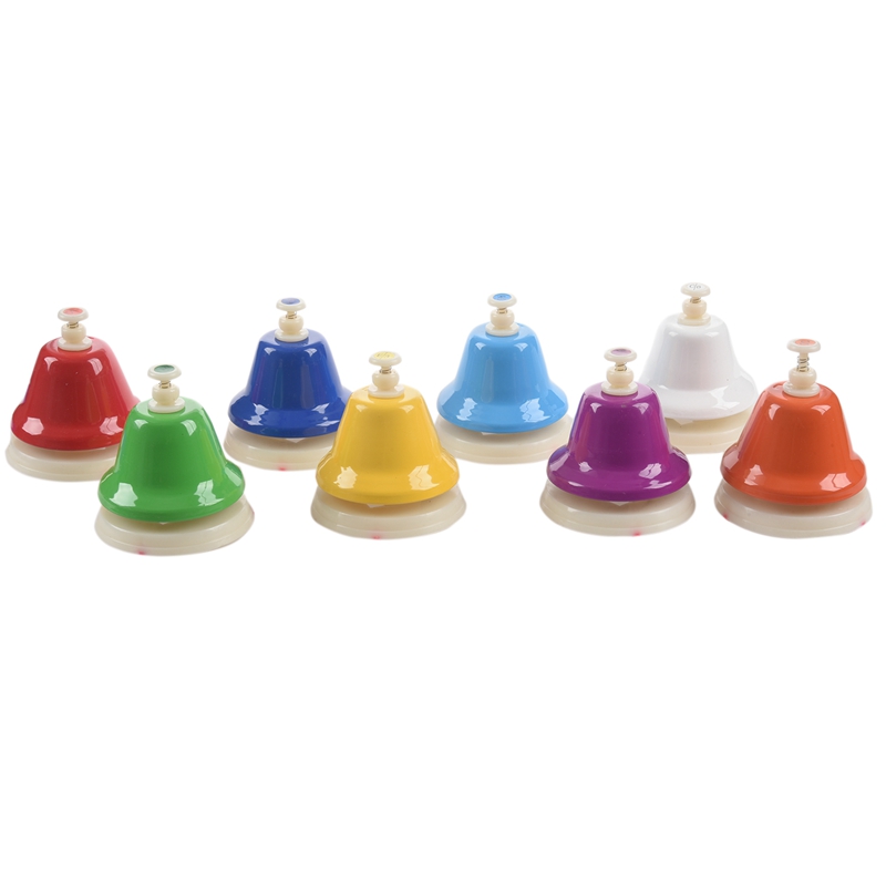 IRIN 8Pcs/Set 8 Note Diatonic Metal Hand Bells Set Percussion Instrument for Kid Children Musical Instrument Toy: Default Title