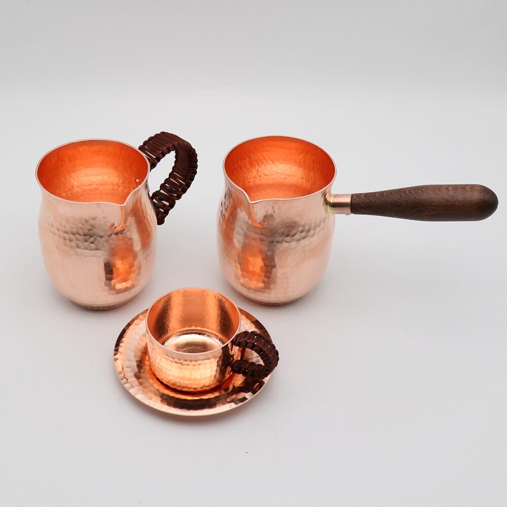 Pure Copper Handmade Coffee Tea Cup Turkish Greek Arabic Coffee Pot For Barista