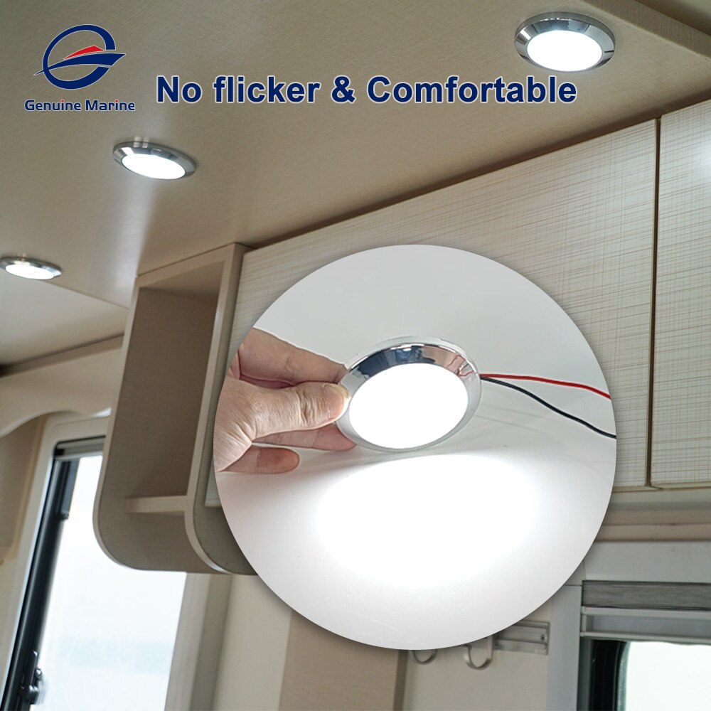 Luz Led redonda para Interior de coche, lámpara de techo con interruptor para Camper, caravana, barco, accesorios, 5W, 12V