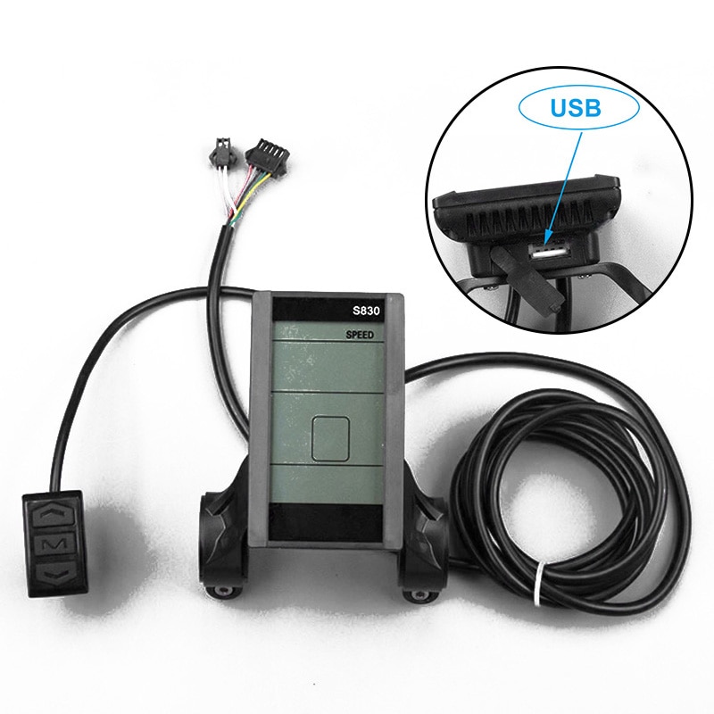 LCD Screen EBike Computer Speed Meter 36/48V S830 Waterproof Electric Bicycle LCD Bike control panel With USB/ No USB Accessorie: With USB