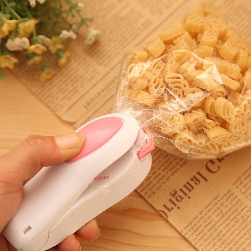 Máquina selladora de utensilios de cocina Mini sellador al calor portátil, bolsa de plástico, paquete de almacenamiento, práctico sellador fácil de sellar para aperitivos