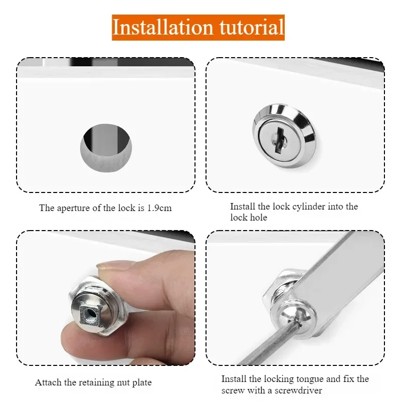 Safety lever lock, cabinet door lock 16-40mm, box, filing cabinet, post office, furniture, wardrobe,mailbox, 2 keys.
