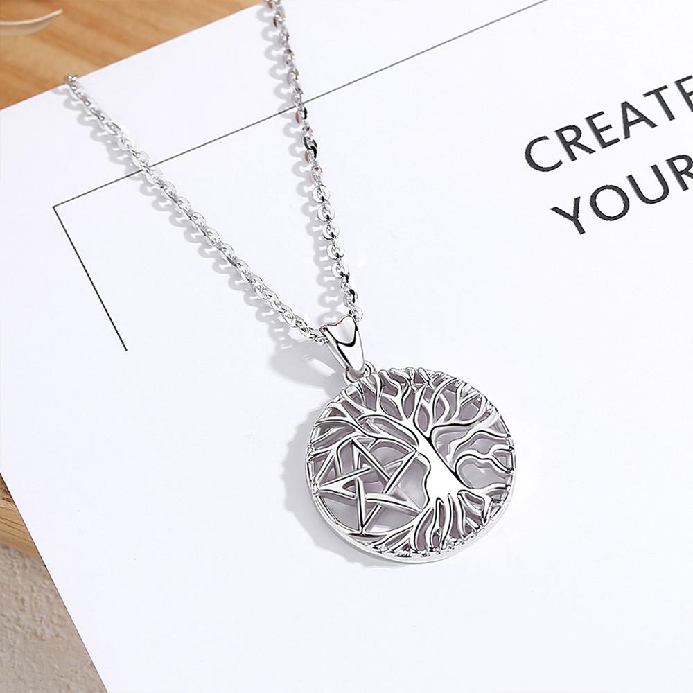 Eudora 100% 925 sterling silber halsketten mit keltischem knoten und lebensbaum-anhänger mit stern, bezaubernder schmuck für damen, beste  d418