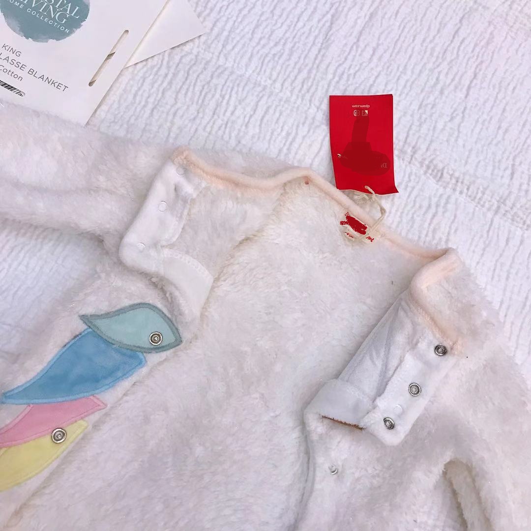 Nyfödd baby flicka jumpsuit född tecknad enhörning kläder långärmad vinter overall footie rosa spädbarn 9-24 månader varm
