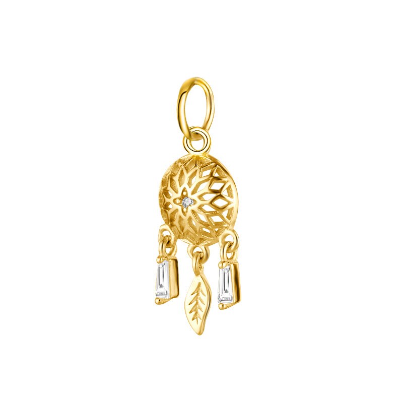 Trustdavis 925 echte sterling silber süßer traumfänger zirkonia charm anhänger handgefertigt diy accessoires  dz54: Gold