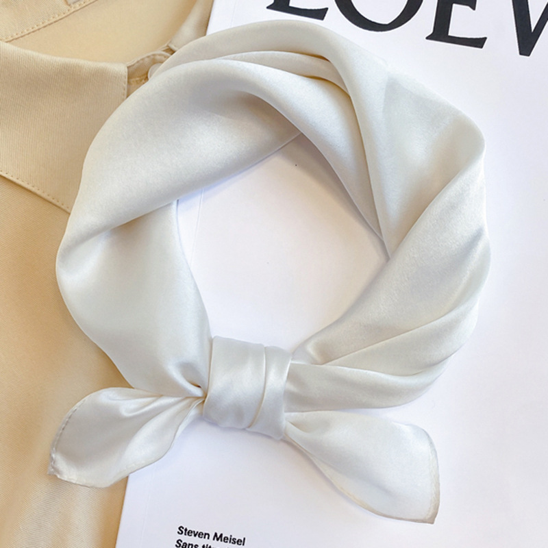 Rode Effen Zijde Vierkante Sjaal Vrouwen Satijn Bandana Print Sjaals Hoofdband Mode Dame Haar Sjaal Wrap Vrouwelijke Halsdoek Hijab: Black