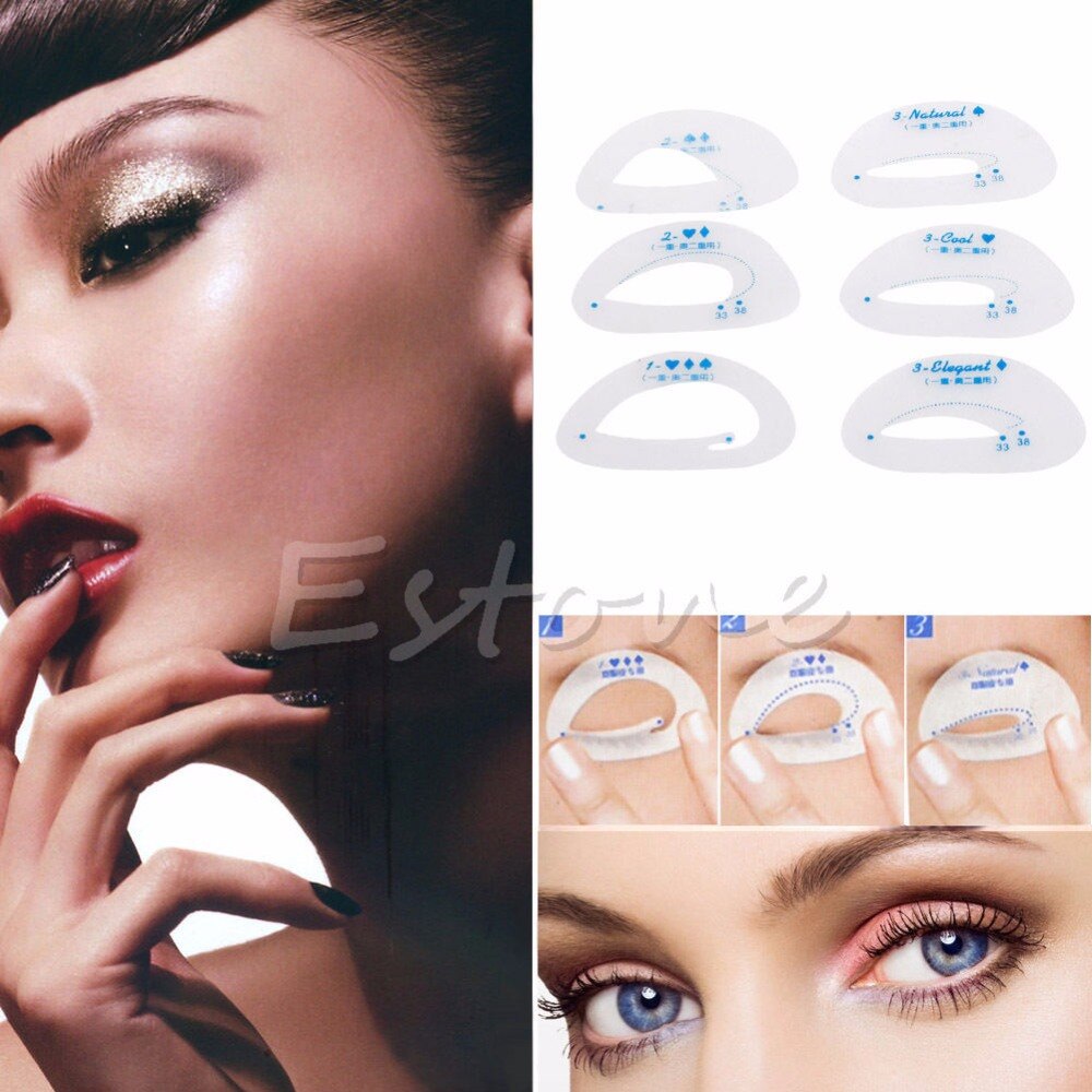 6Pcs Eyeliner Stencil Template Smokey Eye Liner Shadow Make Up Model Shaper Tool Pro