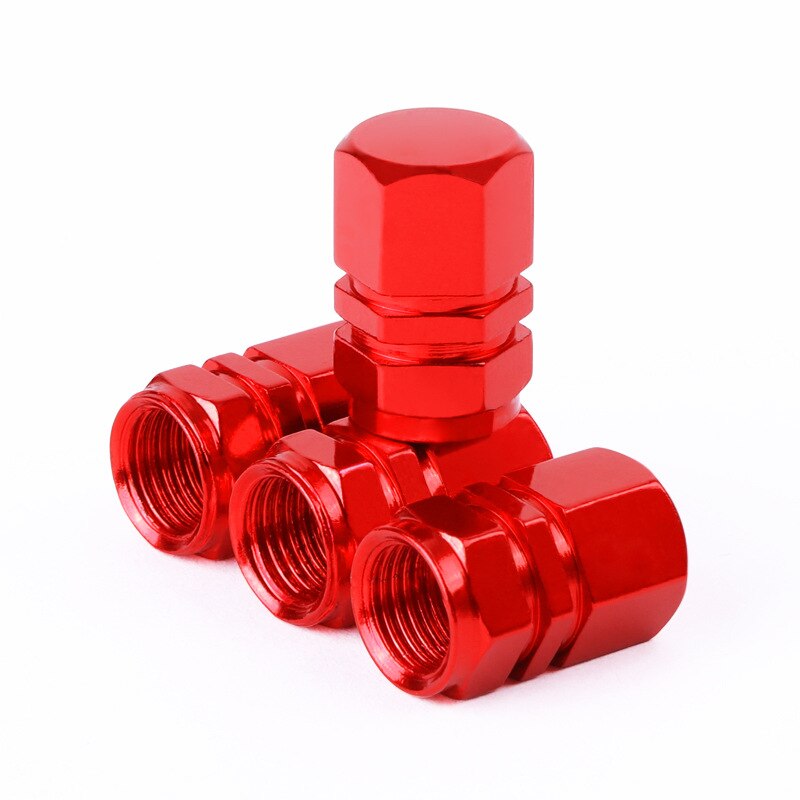 4PCS Aluminum Alloy Schrader Valve Caps Tire Valve Stem Covers for Cars Motorcycles Trucks Bikes Bicycle Accessories: TYPE B - Red