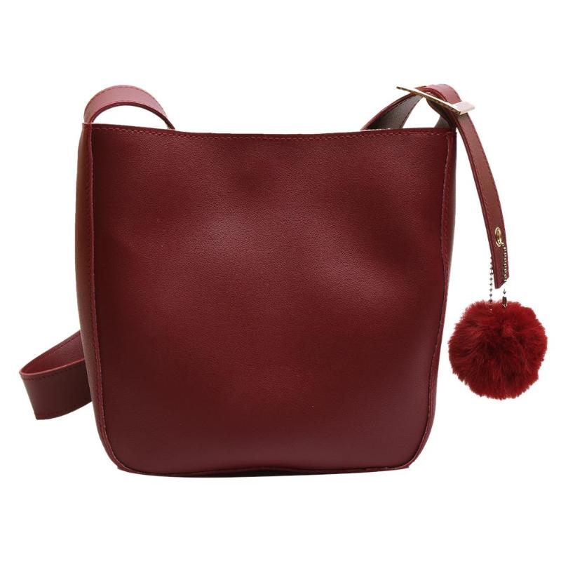 Vintage liten damedusk bøtteveske for luksushåndvesker kvinner skuldervesker kvinner pu lær skulder crossbody bag: Rød
