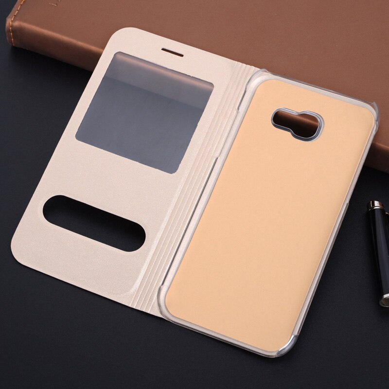 Slim Dual Window View Case Scratch Resistant Flip Cover Phone Sleeve Bag For Samsung Galaxy A3 A5 A7 SM A320F A520F A720F