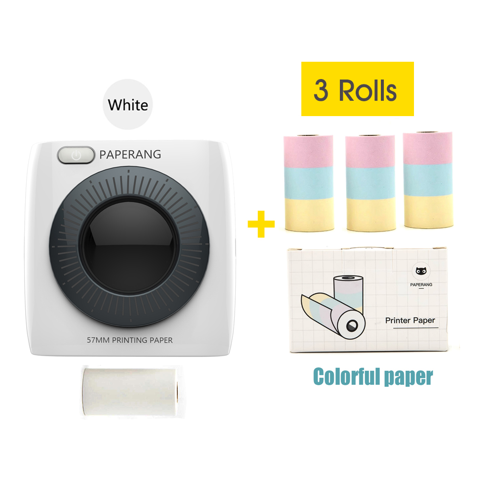 Paperang P2 Pocket Printer 300Dpi Bt Draadloze Printer Draagbare Thermische Printer Voor Foto Compatibel Met Android Ios Windows Mac: White-3 Colorful