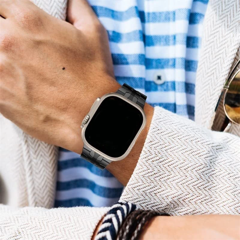 Correa de acero inoxidable para Apple Watch Ultra 2 49mm 7 8 9 45mm 44mm pulsera de eslabones de Metal para hombre IWatch Band 6 5 4 SE 3 42mm 41mm 40mm