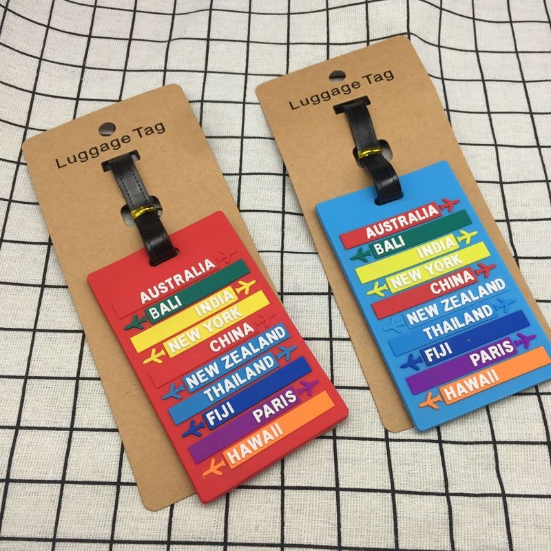 Worldwide City Name PVC Luggage Tag Letters Address Holder Baggage Label Silicone Identifier Travel Accessories