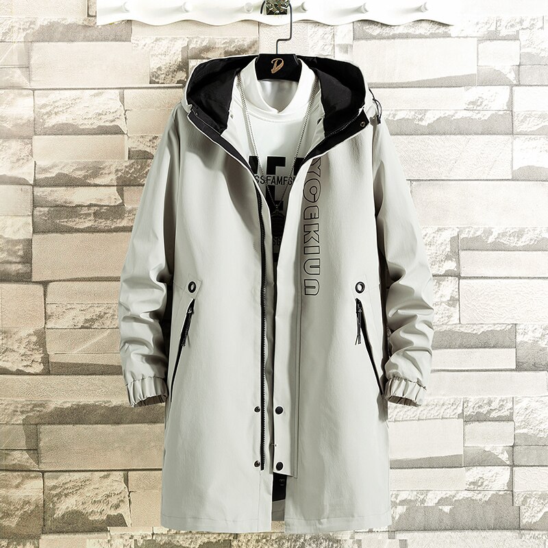 Veste coupe-vent pour homme, Trench-Coat Long, vêtements de printemps, d'automne et d'hiver,: J2169   H / 8XL FOR 190 CM 130KG