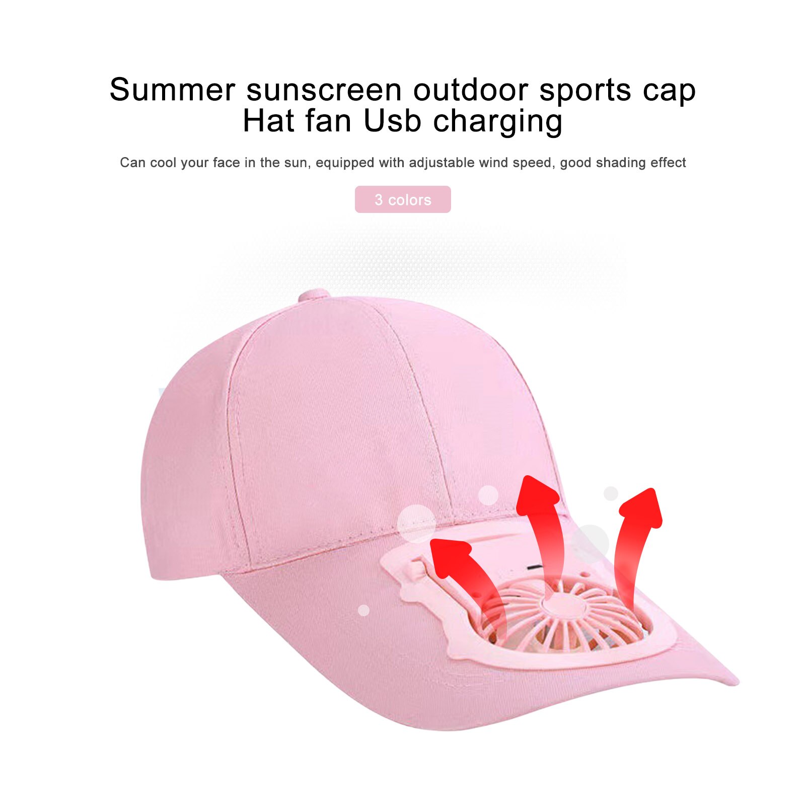 Sommerhut mit Ventilator, sonnenschutz, usb-ladefunktion, atmungsaktiver sonnenschutz, sportkappe mit 3- facher verstellmöglichkeit, Ideal zum angeln, Baseball und golfen.