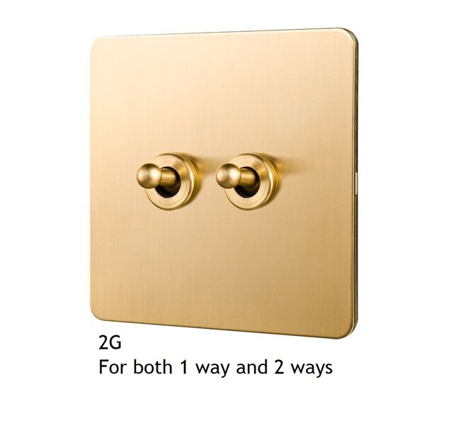 86MM Solid Brushed Brass Panel Wall Toggle Switch Brass Knob Retro Vintage Phone Fan Internet TV SCREW: 2G