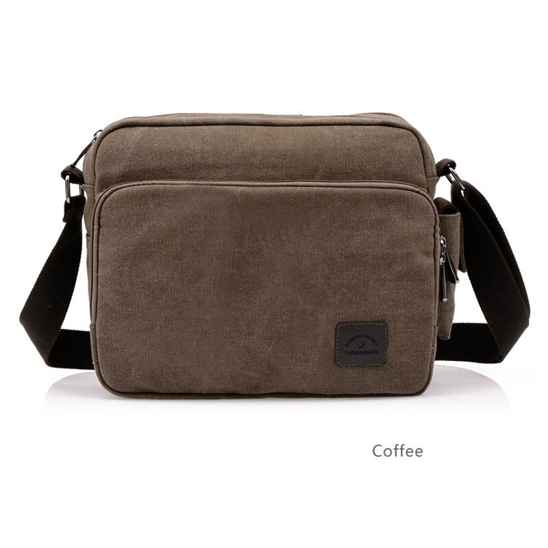 Heren canvas messenger bag vintage merk messenger schoudertas outdoor reistas unisex tas schoudertas klepzak tas: Koffie