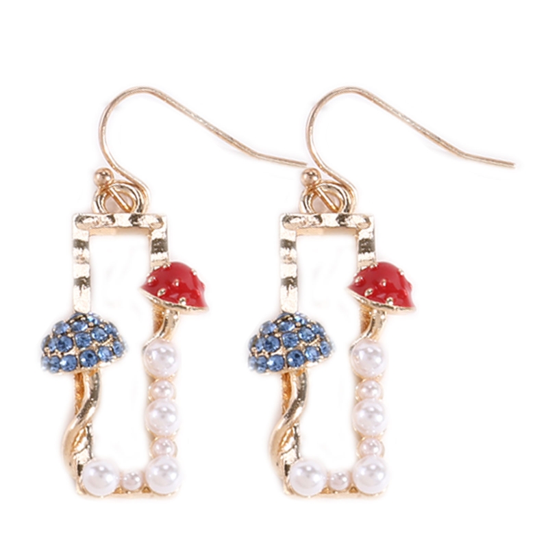 Leuke Kleurrijke Paddestoel Dangle Oorbellen Creatieve Ruit Vierkante Dangle Oorbellen Voor Vrouwen Meisjes Tiener Sieraden
