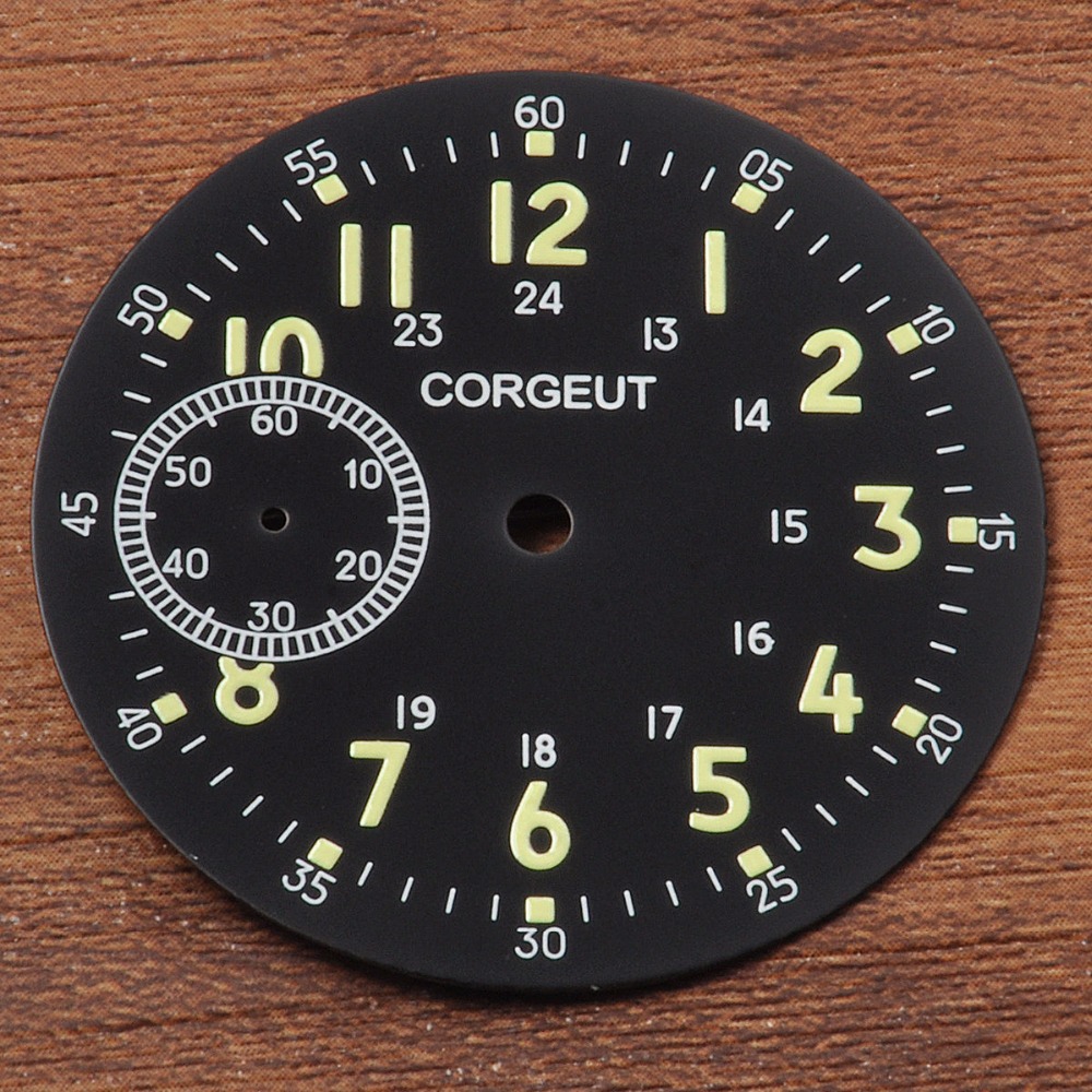 39mm Black watch Dial fit eta 6497 Seagul st36 beweging Corgeut mannen horloges