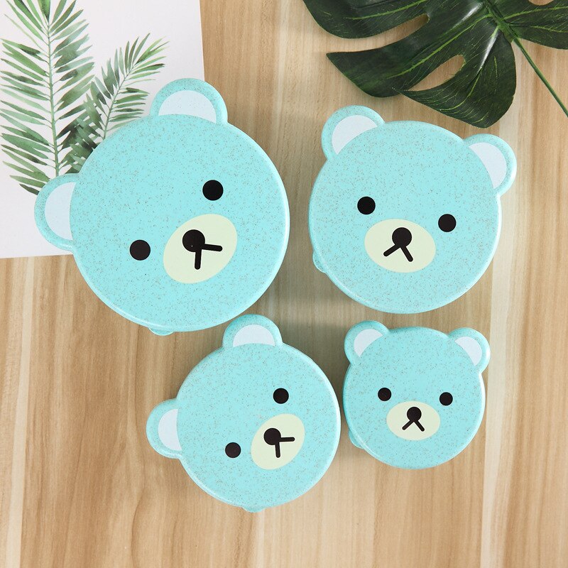 Mini Cartoon Cute Kid Child Bento Box Plastic Wheat Straw Microwave Lunch Box School Picnic Travel SuShi Food Container MJ82706