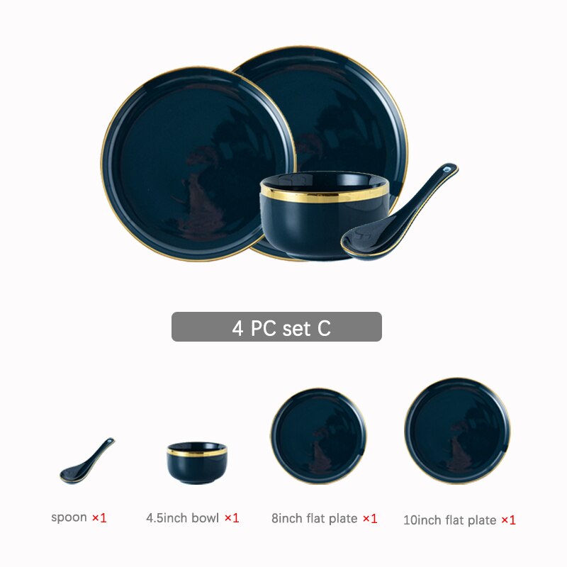 Plates Dishes Luxury Tableware Plate for Food Porcelain Kitchen Dish for Restaurant Party 1/2/4 Person Dinner Plates Set