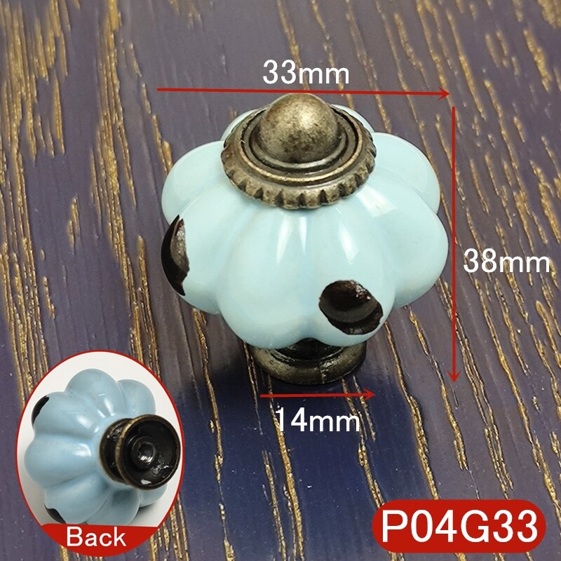 5PCS Hand Painted Ceramic Cabinet Knobs Drawer Cupboard Door Handles Wardrobe Children Room Pull Furniture Handle: P04G33