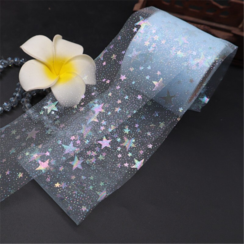 25 yard/rulle regnbue glitter tyl rulle pailletter krystal organza gennemsigtigt stof gør det selv håndværk tutu nederdel hjem bryllup dekoration: Lyseblå