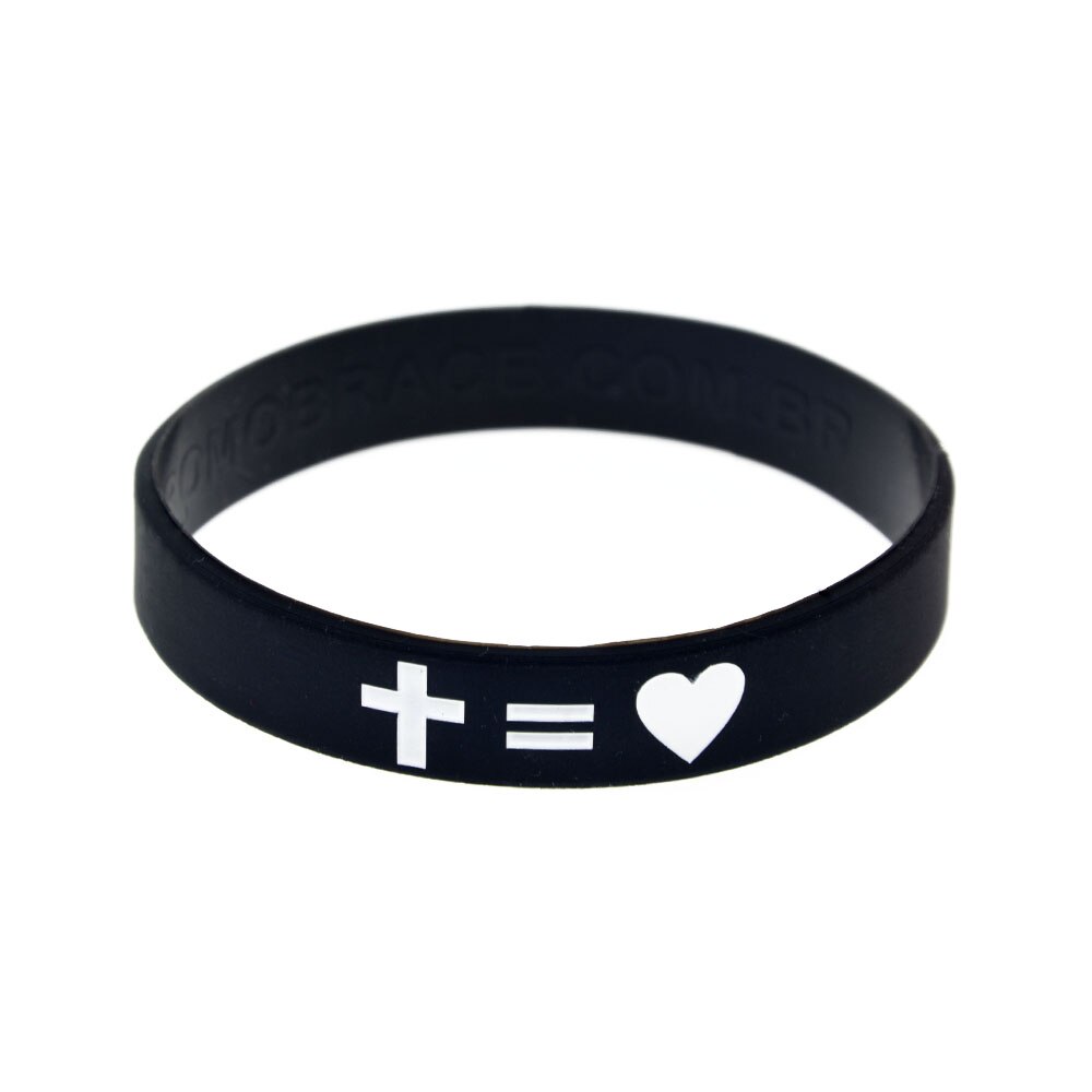 OBH 1PC Jesus Kreuz Messe und Liebe Silikon Gummi Armbinde Religiöse Glauben Schmuck