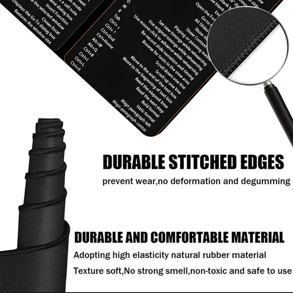 Python Shortcut Key Mouse Pad Large Anti-Slip Rubber Gaming MousePad Durable Desk Pad Thick Seam Edge Suitable For Office Gaming
