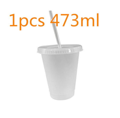 1/5 stk gennemsigtig genanvendelig vandflaske temperatur farveændrende konfetti kop med låg og halm plast kold kop sport kopper: 1 stk gennemsigtig
