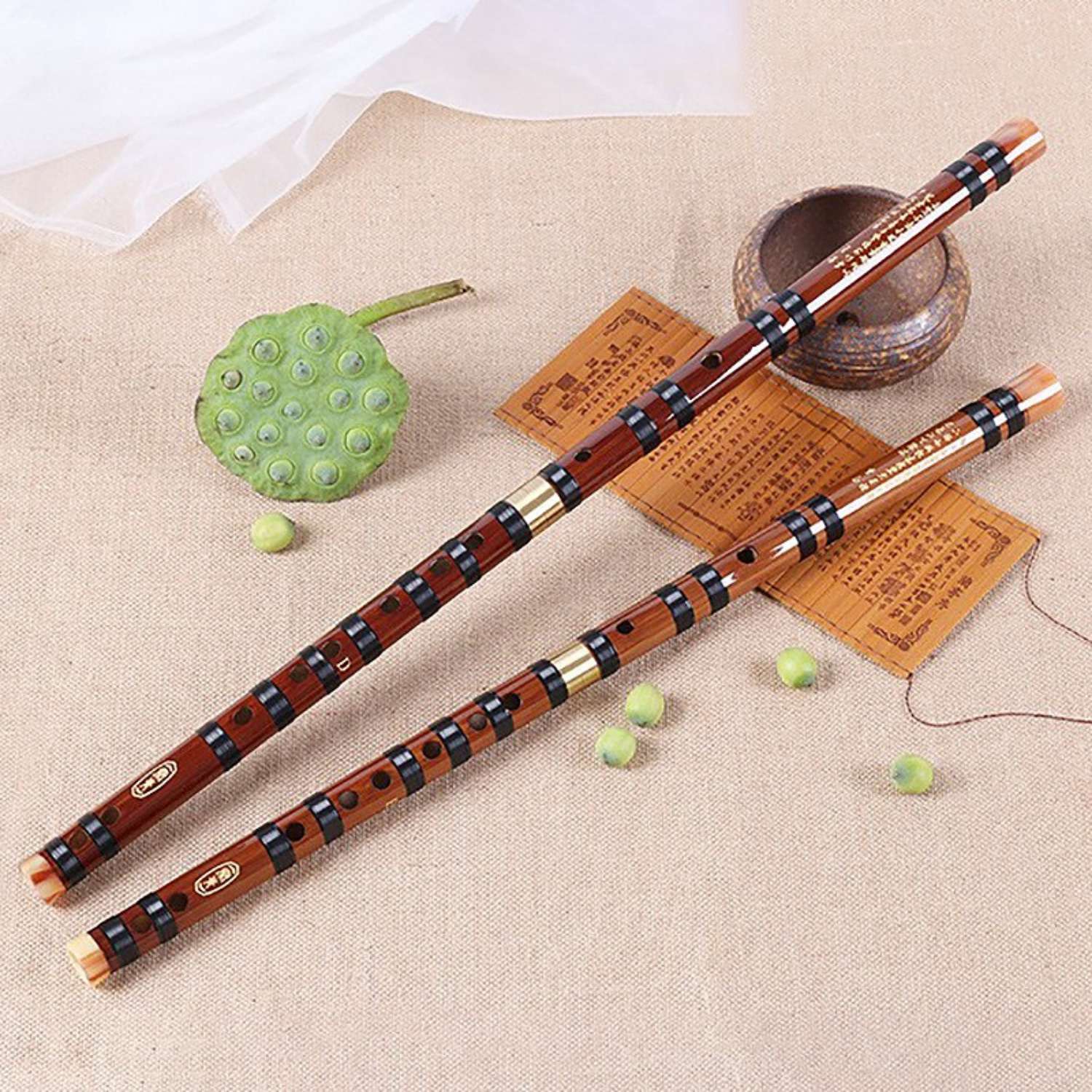 2X Bamboo Flute Musical Instruments D Key/G Key Chinese Dizi Transversal