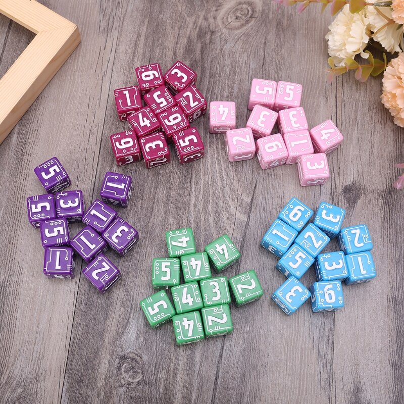 10pcs/set 6-sided Line Dices Beads Blank Desktop Role Playing Games 62KF