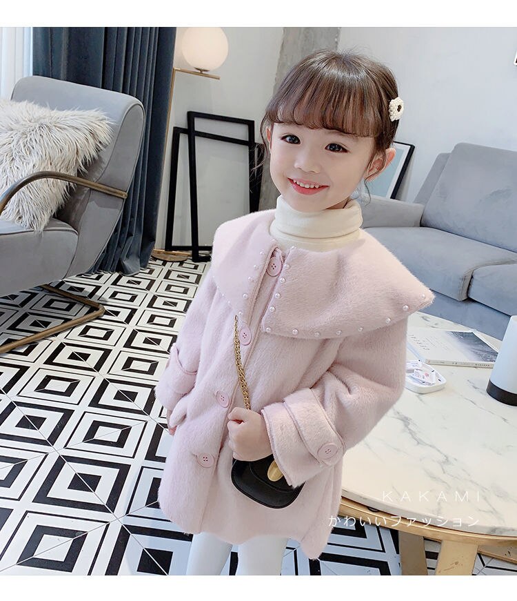 Girls Coats Baby Jackets Children Clothing Comfortable Big Collar With Pearls Spring Autumn Windbreaker HPY100