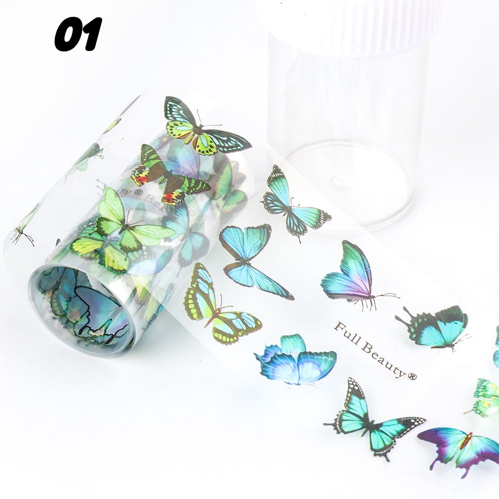 Aurora Nail Foils Shattered Glass Nail Art Marble Holographic Cellophane Paper Nail Sticker Summer Manicure Clear GL1900: 1808-01 bottle