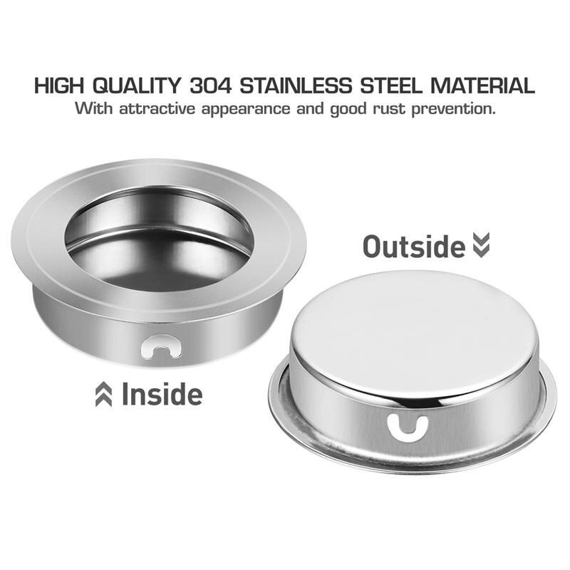 4 Stuks 35Mm Handgrepen Platte Rvs Verzonken Flush Vinger Insert Schuifdeur Handvat Kast Pulls Schuifladegrepen
