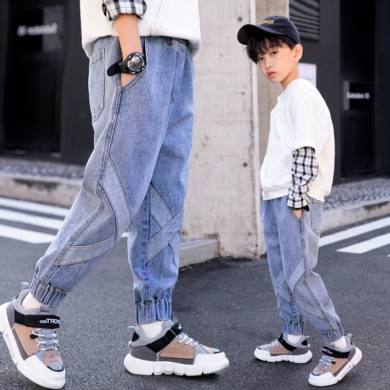 Jeans streetwear denim bukser fjeder løs baggy bukser drenge blå jeans jogger fritidstøj 8 10 12 14 år: 6