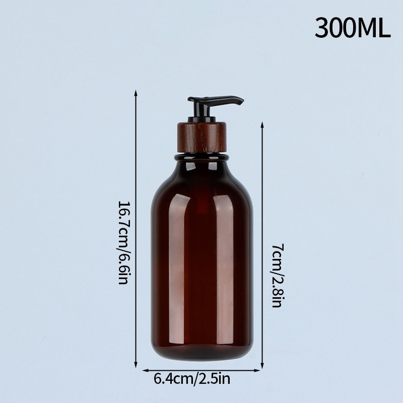 300/500ml sjampo dispenser beholder dusjsåpe balsam baderom vanntett forhåndsmerket påfyllbar sjampoflaske såpe: Lysegrå