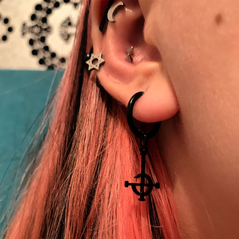 Pendientes góticos Ghost BC sin nombre, pendientes colgantes de acero inoxidable, banda Ghoul, Pope, máscara de emergencia, cartel Grucifix, pendiente de gota, joyería E1722